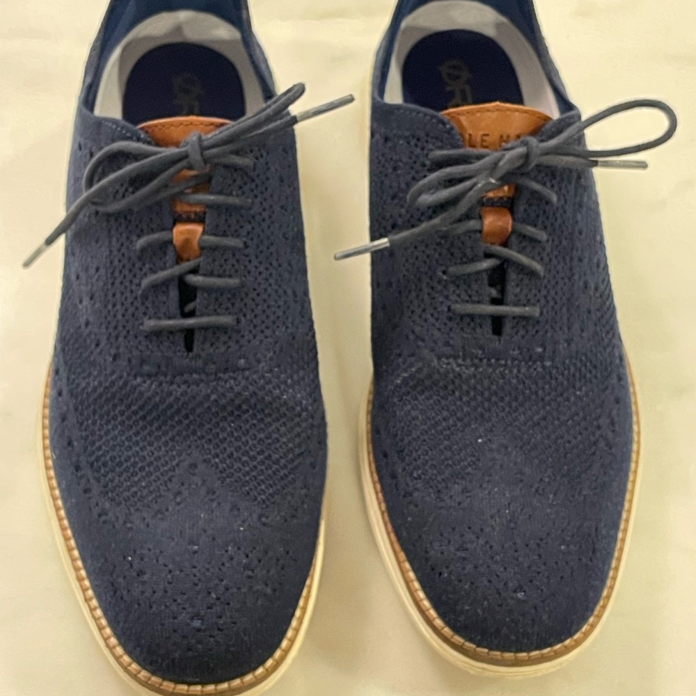 Cole Haan Navy Wingtip Oxfords with